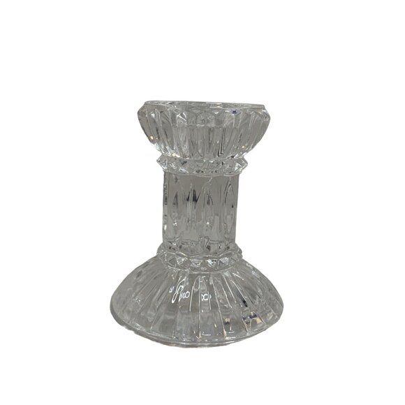 Vintage Cut Glass Crystal Candle Holder Elegant Faceted Pressed Glass Decor - Picture 2 of 6